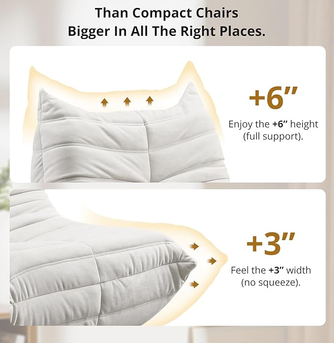 Bean Bag Chair - Corner Sofa, Fireside Chair Bean Bag Sofa Large Bean Bag Chair for Adults,Fireside Floor Couch for Living Room, Bedroom, Gaming & Office (Yellow, Single) (White, Single)