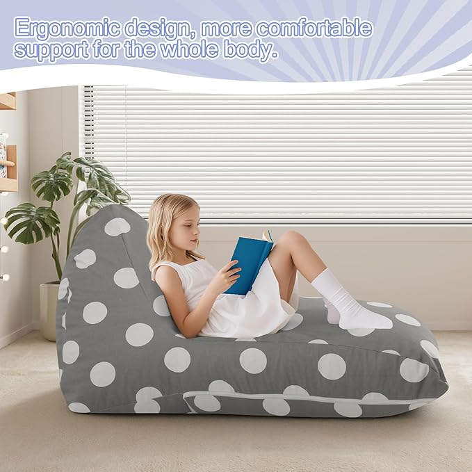 COMAX Bean Bag Chairs for Kids 8-12, Large Kid Beanbag Chair Stuffed with Filler, Big Toddler Lounge Chair, Children Lazy Floor Lounger for Girls Boys, Premium Cotton Canvas
