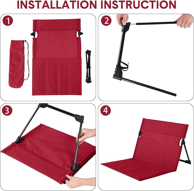 Jetec Foldable Floor Backrest Chair Portable Camping Chair with Storage Bag Light Weight Lazy Seat for Indoor Outdoor Bed Ground Park Lawn Concerts Beach Hiking