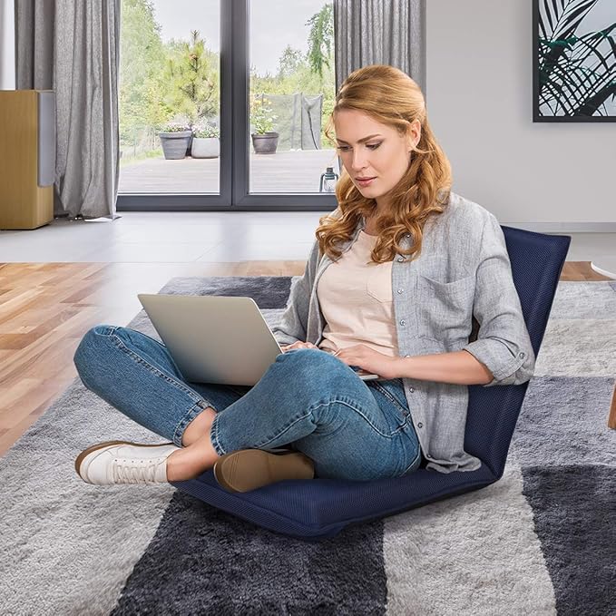 Giantex Adjustable Mesh Floor Sofa Chair, 6-Position Multi-Angle Padded Floor Chair, Cushioned Back Support Versatile, Video Game Chairs for Meditation Seminars Reading TV Watching or Gaming