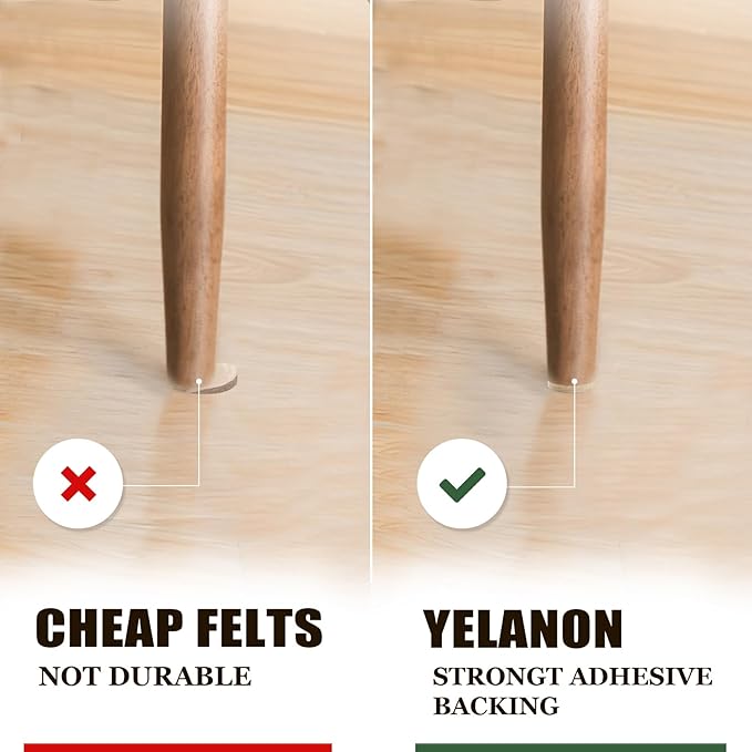 Yelanon Felt Furniture Pads for Hardwood Floors -261 Pcs Premium Floor Protectors for Furniture, Felt Pads for Chair Legs, Brown