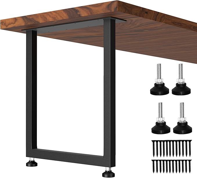 CHICAURA Heavy Duty Metal Table Legs 28x20 Inch, Aesthetic Frame for Dining Table, Desk, Live Edge Slabs, Supports 1000lbs (True 14-Gauge Steel), Set of 2 (Black)
