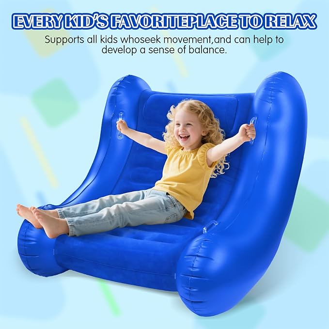 Sensory Rocker Chair for Kids, 42” x 42” x 38” Inflatable Pod Rocking Chair, Air Cloud Rocker, Autistic ADHD Sensory Chairs for Child, Indoor/Outdoor Toddler Rocking Chair – Includes Electric Air Pump