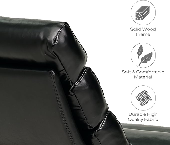 Modern Chaise Lounge Chair with Wooden Legs, Armless, Comfortable Upholstered Seat – Perfect for Living Room, Bedroom, or Office