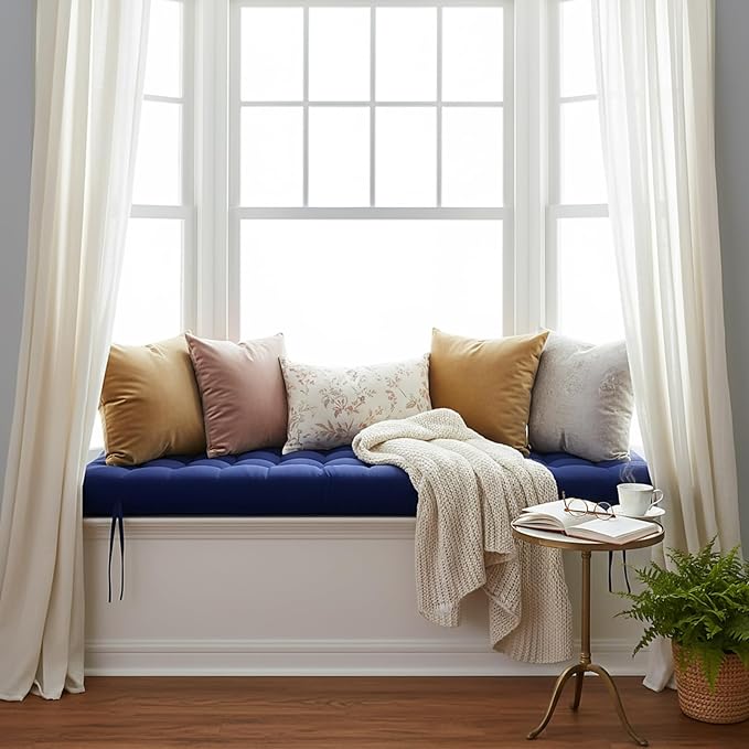 Vercraft Long Floor Cushion Large Floor Cushion with Brushed Cotton 74.8 x 27.5 x 3.15 in Jumbo Lounger Pillow for Outdoor Indoor Bay Window Meditation Yoga Reading Sleeping (Navy Blue)