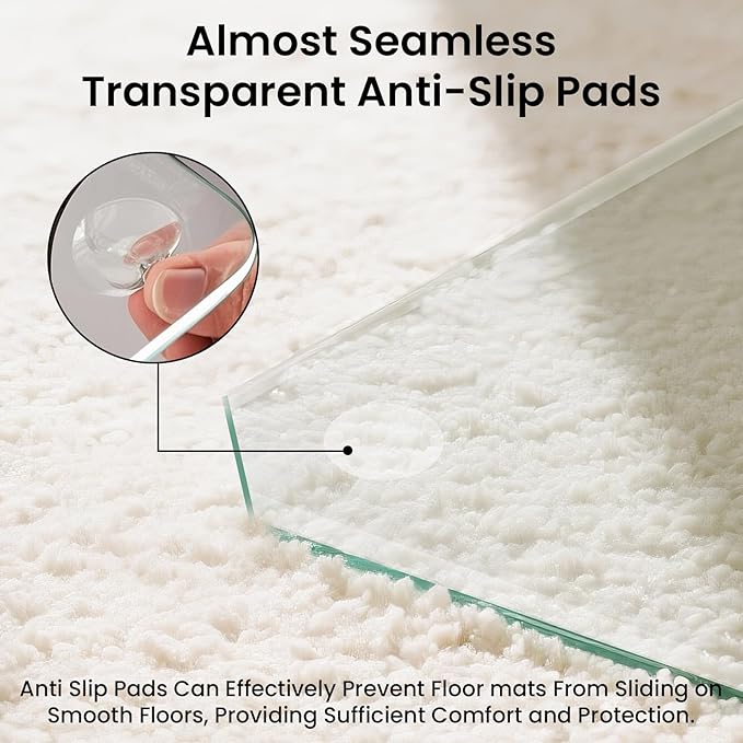 Tempered Glass Chair Mat with Beveled Edge, 46"x36" Heavy Duty Glass Office Floor Mat for Carpets and Hard Floors, with Non-Slip Pads, Easy to Slide, Thick 1/5", Pat No.30004842