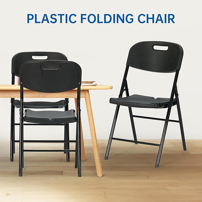 Winlice 40 Pack Thicker 800 LBS Black Folding Chairs, Commercial Grade Folding Chair, Foldable Chairs for Events