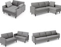 Gizoon Convertible Sectional Sofa, Convertible to L-Shaped Sofa, Linear and Sofa Bed, with Comfortable and Soft Fabric, Four Pillows, for Living Room, Apartment and Office, Light Gray