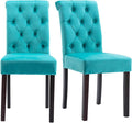 chairus Dining Chairs Set of 2 Mid Century Modern Living Room Chairs with Button Tufted High Back Velvet Armless Chair Comfy Upholstered Side Chairs for Kitchen/Restaurant/Bedroom, Turqs Green