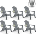 FUNBERRY Folding Adirondack Chair Set of 6, All Weather HDPE Fire Pit Chairs with Cup Holder for Outdoor