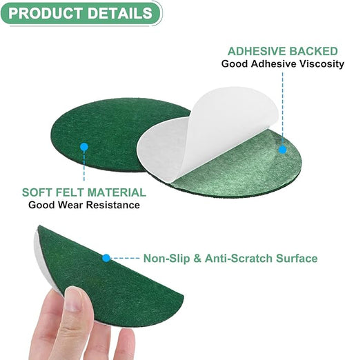 20-Pack Lamp Base Felt, 4 Inch Dia. 2mm Thick Self Adhesive Round Fabric Felt Pads for Lamp/Furniture/DIY, Non-Slip Fiber Backed Patch Circles with Adhesive Backing [Green]