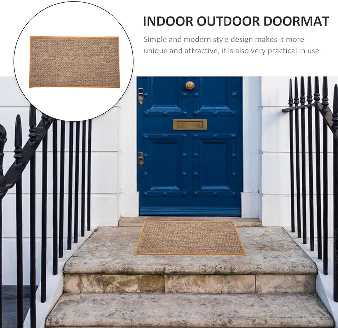 Anti-Skid Linen Kitchen Floor Mat with Rubber Backing Washable Brown Cushion Rug for Indoor Outdoor Entryway Non-Slip Patio Floor Pad for Bathroom Kitchen and Wet Areas