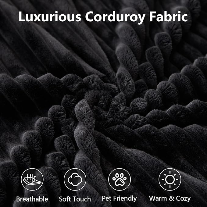 107" Modular Sectional Couches for Living Room, Comfy Boneless L Shaped Cloud Couch with Chaise Lounge, Modern Cozy Corduroy Deep Seat Floor Sofa, Memory Foam, No Assembly Required, Black