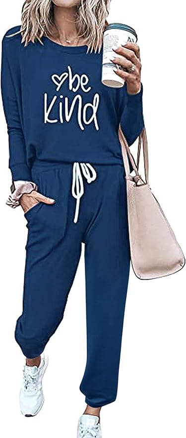 PRETTYGARDEN Women Fall 2 Piece Lounge Outfit Long Sleeve Tops High Waisted Jogger Pants Set Spring Travel Clothes Tracksuit