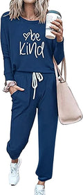 PRETTYGARDEN Women Fall 2 Piece Lounge Outfit Long Sleeve Tops High Waisted Jogger Pants Set Spring Travel Clothes Tracksuit