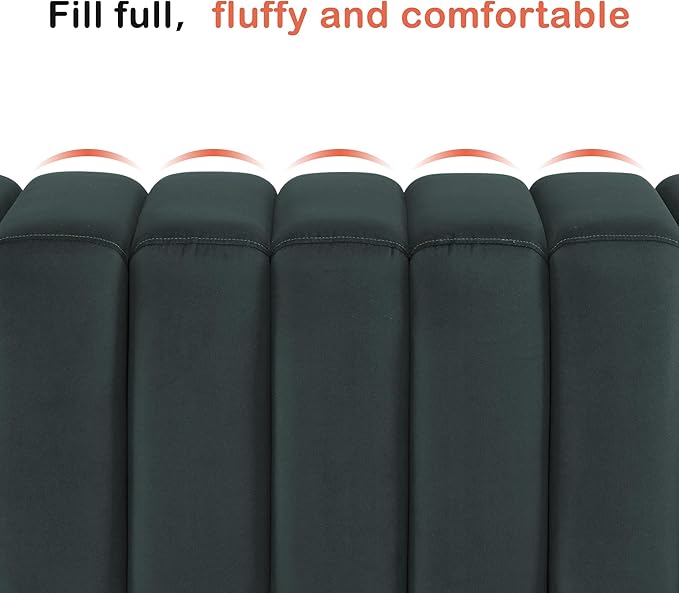 MCombo Waiting Room Benches, Guest Reception Lobby Chairs for Salon, Velvet Upholstered Ottoman for Bedroom Entryway 4698 (Dark Grey)