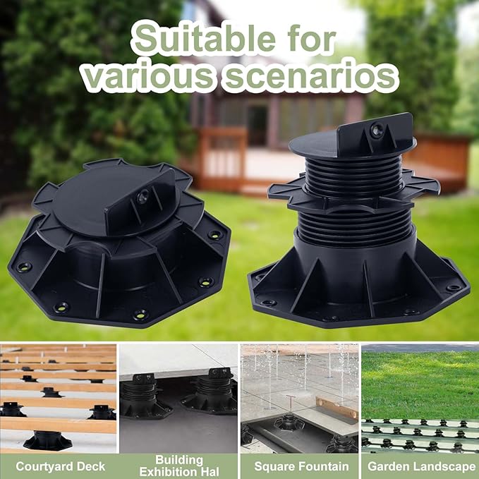 10 Pack Adjustable Plastic Pedestal Paver,Floor Slate Support Floor Lift,Deck Support Floor Raising,Deck Foundation Base Support,Adjustment Raising from 2-3/8" to 5-1/2"