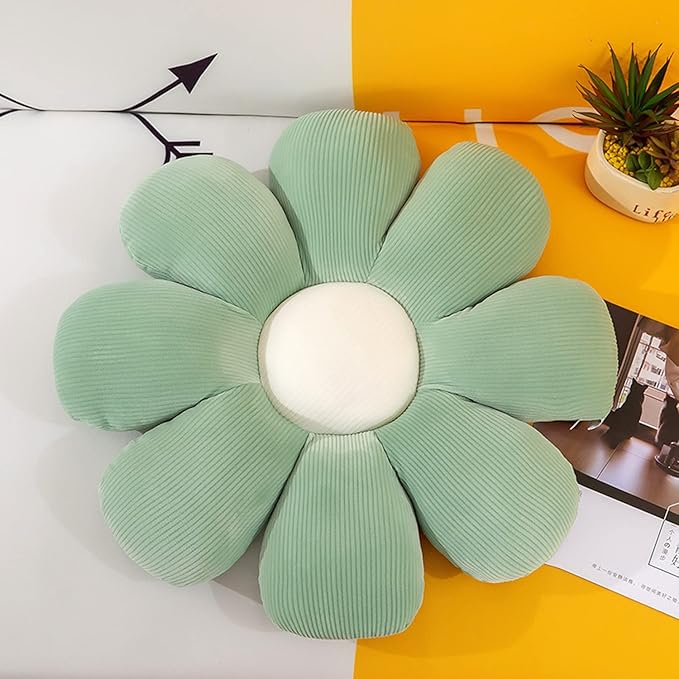 Grafingy Flower Pillow, Flower Shaped Throw Pillow Floor Pillow Soft Seating Cushion Room Decor Plush Pillow for Bedroom, Sofa, Bed, Reading (21 inch, Green)