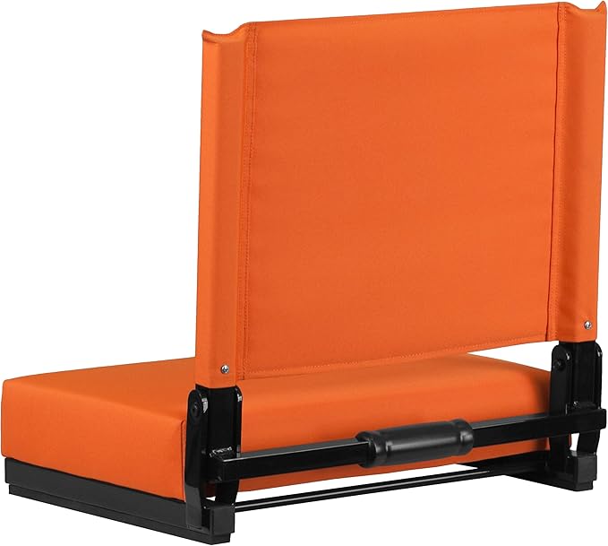 Flash Furniture Grandstand Portable Stadium Seat for Bleachers or Benches, Folding Padded Stadium Chair with Carrying Handle, 500 lb. Weight Capacity, Orange