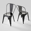 Metal Dining Chairs Set of 2,Stackable Tolix Chair Indoor/Outdoor for Kitchen,Cafe,Restaurant,Bistro & Patio Multiple Colors(Black)