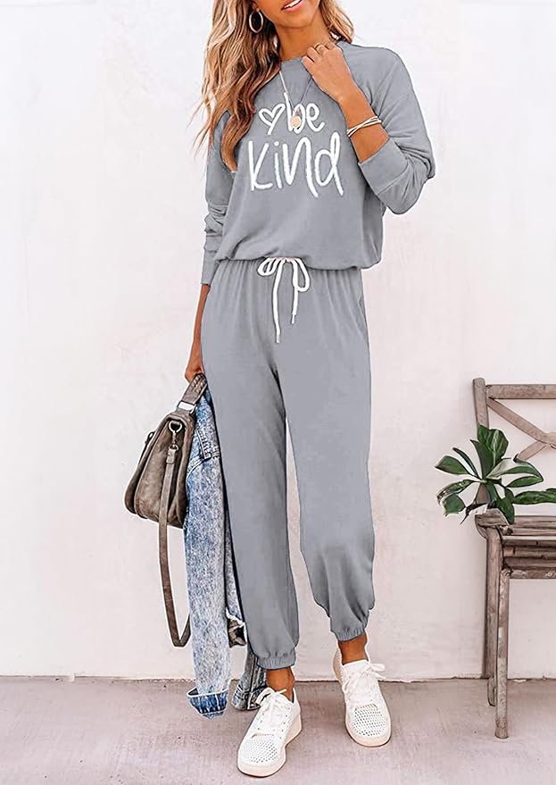 PRETTYGARDEN Women Fall 2 Piece Lounge Outfit Long Sleeve Tops High Waisted Jogger Pants Set Spring Travel Clothes Tracksuit