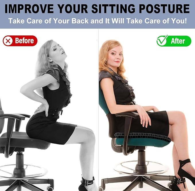 Helishy 20" Gel Seat Cushion for Long Sitting(Jumbo&Thick) – Office Chair Cushion – Wheelchair Cushions for Pressure Sores – Non-Slip Desk Chair Car Seat Cushion Driving – Sciatica & Back Pain Relief