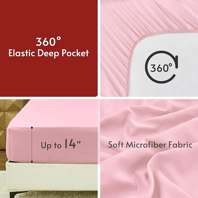 MUXHOMO 5 Pieces Twin XL Comforter Set, Reversible Bed in a Bag Twin XL Size, All Season Bedding Set with Comforter, Flat Sheet, Fitted Sheet, Pillowcases & Shams, Hot Pink & Baby Pink
