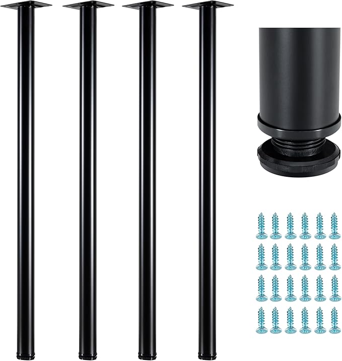 WUHUANGKAKA 40 Inch Adjustable Metal Desk Legs, Suitable for DIY Furniture, Computer Desk, Dining Table, Workbenches, Coffee Table, Set of 4 (Black)