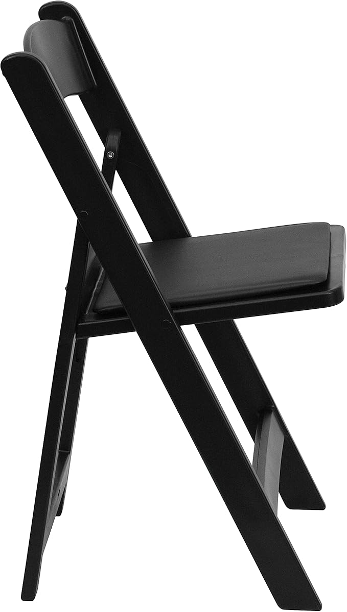 EMMA + OLIVER Folding Chair - Black Resin – 4 Pack 800LB Weight Capacity Comfortable Event Chair - Light Weight Folding Chair