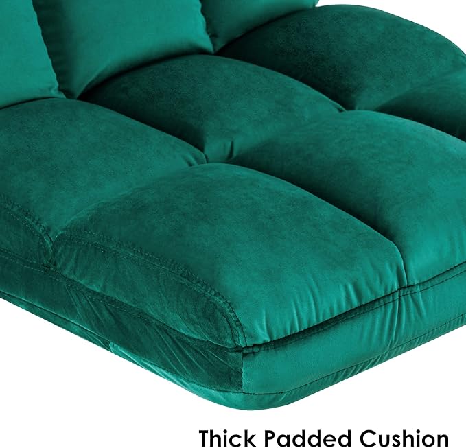 MCombo Velvet Accent Chair with Ottoman Set, Modern Armless Chair for Living Room, Bedroom, Small Space 0014 (Velvet, Dark Green)