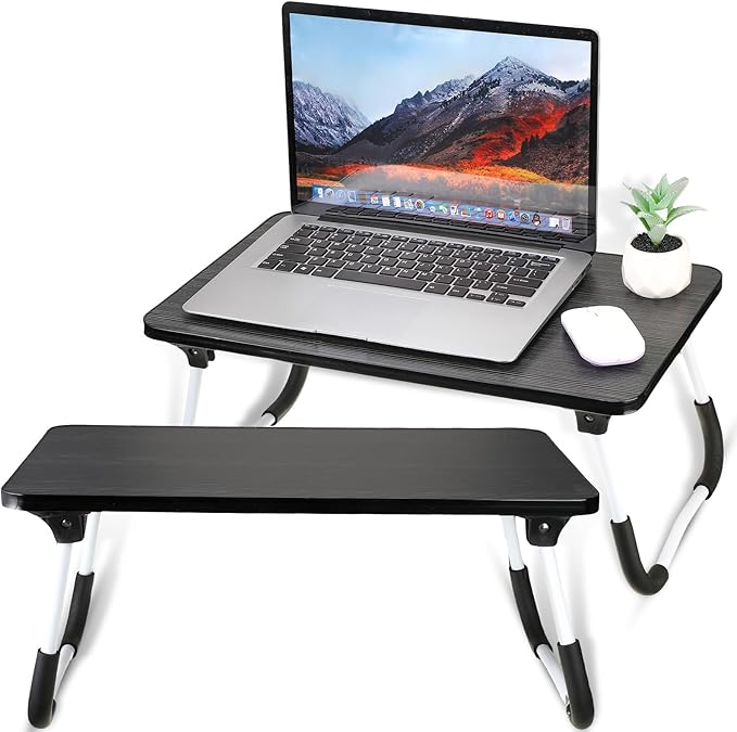 2 Pcs Foldable Laptop Table Lap Desk Mini Bed Table Portable Bed Tray Laptop Stand for Couch Sofa Working Reading Eating Children Workers School Classroom Home Office Supplies (Black)