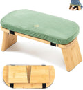 Estleys Meditation Bench, Bamboo Meditation Stool, Folding Kneeling Meditation Bench, Seiza Prayer Bench, Prayer Bench with Meditation Cushion, Kneeling Stool (Green)