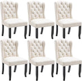 DUOMAY Modern Tufted Dining Chairs Set of 6, Velvet Upholstered Dining Room Chairs Armless Guest Side Chair for Kitchen Dining Room, Wingback Accent Chairs with Solid Wood, White