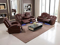 Dekmxas Living Room Furniture Sets, Power Reclining Sofa Set with LED Light, Brown 3-Piece Power Recliner Sofa with Cup Holders, Storage Console, Drop-Down Table for Office/Living Room/Home Theater