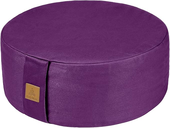 FelizMax Zafu Buckwheat Meditation Cushion,D=13"/16" H=5.5",Round Zabuton Meditation Pillow,Yoga Bolster Kneeling Pillow Premium Yoga Pillow for Sitting on Floor Zippered Cotton Cover