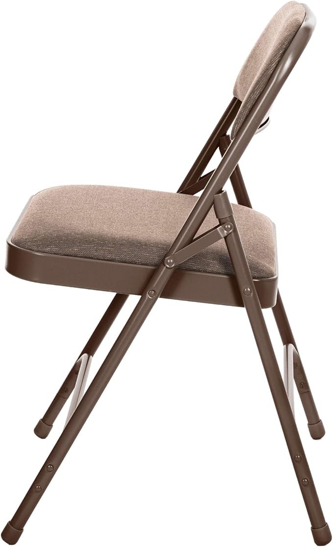 OEF Furnishings OEF2200 Series Heavy-Duty Premium Fabric Padded Upholstery Double-Hinged Folding Chairs (4-Pack, Honey Brown)