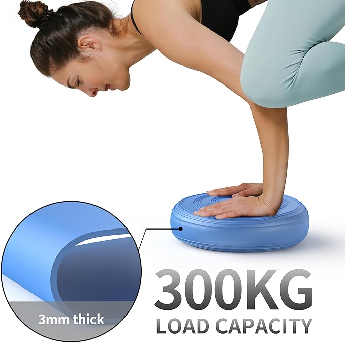 FITMIND Inflated Wobble Cushion,Circular Non-slip Texture for Comfortable Sitting,Extra Thick Dyna Disc with Pump for Core Strength,Wiggle Seat to Improve Posture,Fitness,660lb Load Capacity