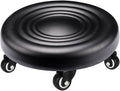IMMER LIEBEN Low Rolling Stool with Wheels Low to Ground Roller Seat with 5 Universal Swivel Caster Wheels for Home Office Garage Shop Stools PU Leather High Density Cushion and Steel Black