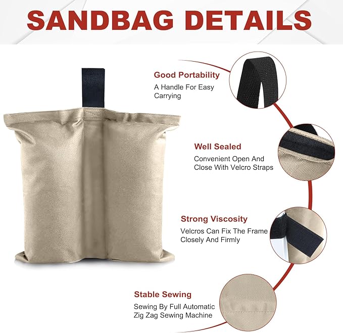 ABCCANOPY Canopy Weights 120 LBS Tent Sand Bags,4pcs-Pack (Beige)