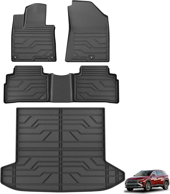 KARPAL Floor Mats Fit for Hyundai Tucson 2022-2025 2026 (Not Fit Hybrid & PHEV), All Weather TPE Car Mats Cargo Liners Guard Accessories, 1st & 2nd & Cargo Liners