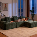 YAAREE 101.65” Modular Sectional Couch for Living Room, Modren L-Shape Cloud Sectional 3-Seater Sofa with Movable Ottoman, Woven Texture Upholstery Boneless Couch, No Assembly, Green