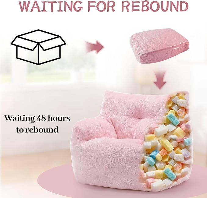 Bean Bag Chair for Adults and Kids, Small Comfy Beanbag Lounge Floor Sofa Reading Chair with Armrests, Mini Cloud Sofa for Living Room, Bedroom and Game Rooms, Plush Chair with Memory Foam
