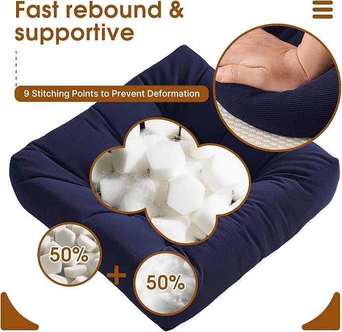 Tikuns 4Pcs Floor Pillows for Adults, 22 * 22 * 6 Inch Meditation Cushions, Large Square Sitting Cushion Living Room Memory Foam Pillow for Sittings (4, Navy, 22x22x6 Inch)