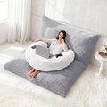 Homguava Giant Bean Bag Chair for Adults with Pillow, 4 in 1 Convertible Floor Cushion for Adluts, Memory Foamed Bean Bag Lounger with Washable Cover for Living Room, Bedroom