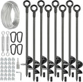 hannger 8 Pcs 30" Long Ground Anchors Shed Anchors Kit with 3/16" Galvanized Cable & Turnbuckles & Carabiners, Heavy Duty Earth Anchors for Sheds Trees Trampoline Greenhouse Swing Set Tent.