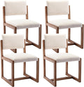 DUOMAY Upholstered Dining Chairs Set of 4, Mid-Century Modern Dining Room Chairs, Linen Fabric Kitchen Side Chairs with Wood Legs, Beige