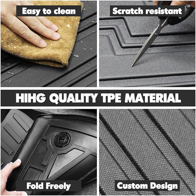 Compatible for 2020-2024 Toyota Highlander Trunk Mat with Backrest Mat 2-in-1 All Weather TPE Cargo Liner Protector for 2020-2024 2021 Toyota Highlander Accessories