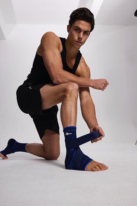 ABIRAM Ankle Brace for Women & Men, Ankle Compression Sleeve with Wrap, Foot Support Sleeve, Ankle Support for Sprained Ankle, Plantar Fasciitis Relief Socks, Achilles Tendonitis, Sport,S