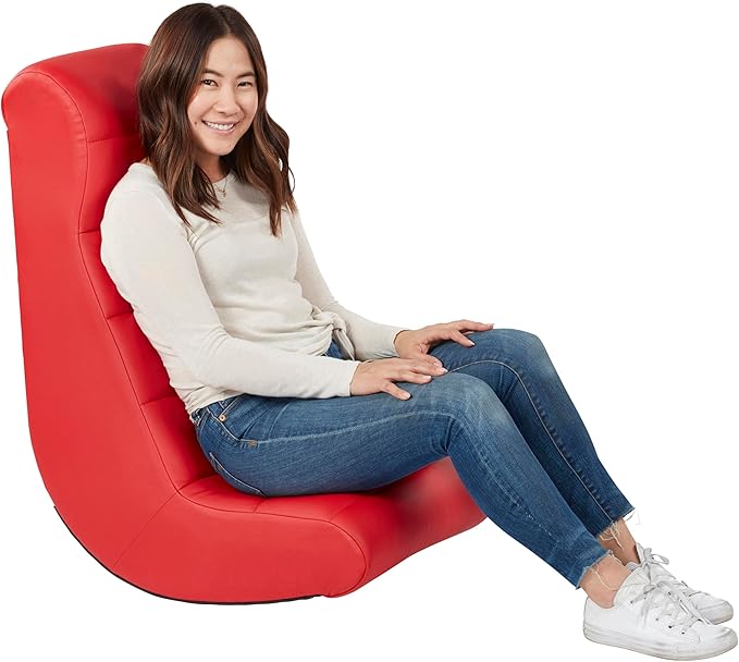 Factory Direct Partners 10489-RD Soft Ergonomic Horizontal Soft Video Rocker - Great for Reading, Gaming, Meditating, or TV for Kids Teens and Adults - Red