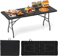 Tangkula 6 FT Folding Table, Indoor Outdoor Foldable Plastic Table with HDPE Tabletop, Sturdy Metal Fame, Carrying Handle, Heavy Duty Portable Fold-in-Half Picnic Table for Camping BBQ Party